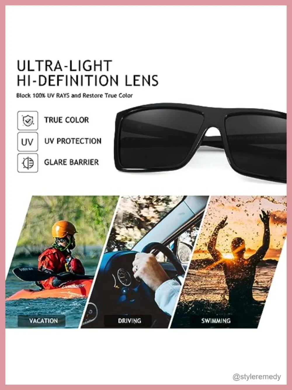 Men's Square Polarized Sunglasses UV Protection Driving